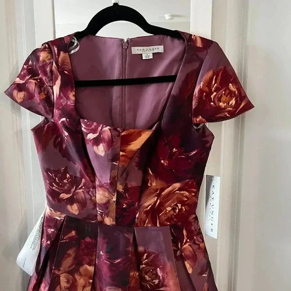 Kay Unger Floral Dress in Red and Orange - Picture 2 of 5